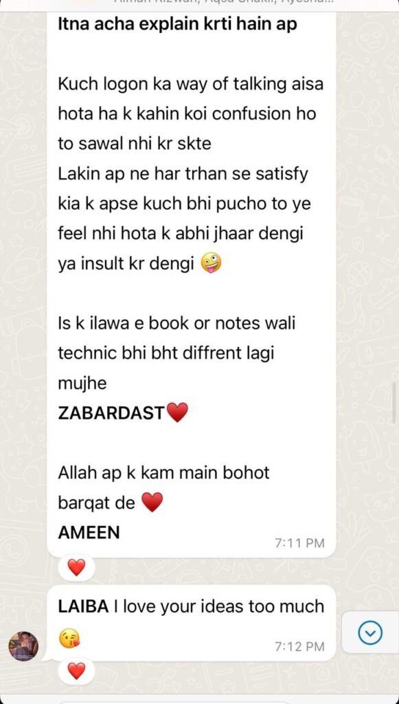 A WhatsApp message from Mariam Rufi, continued