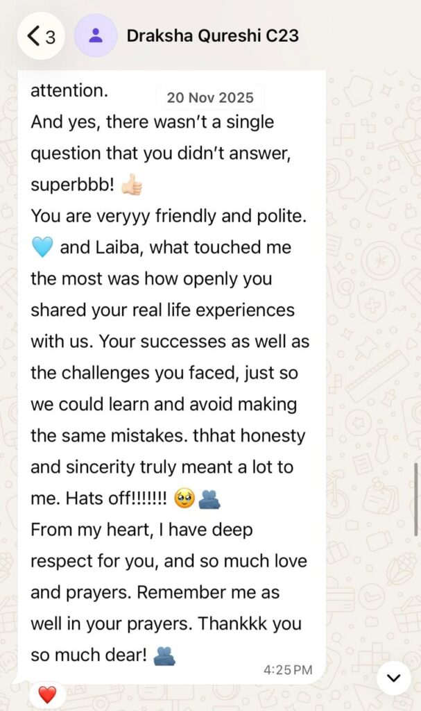 A WhatsApp message from Review 05