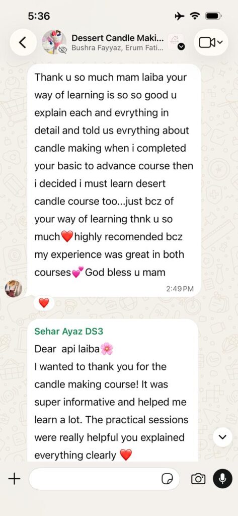 A WhatsApp message from Review 08