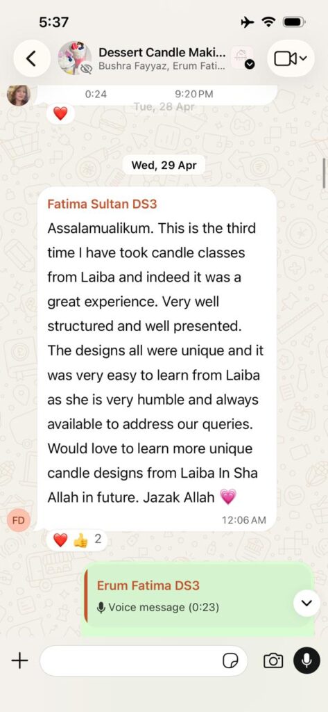 A WhatsApp message from Review 10