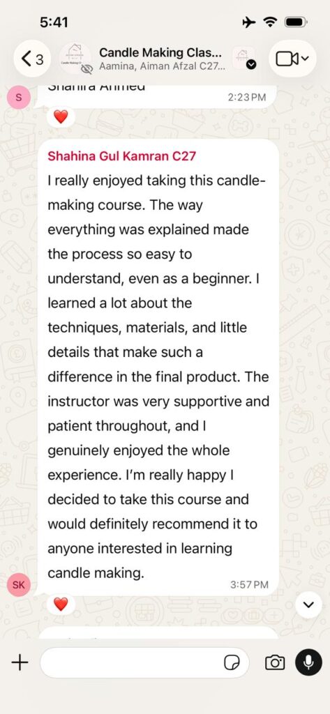 A WhatsApp message from Review 14