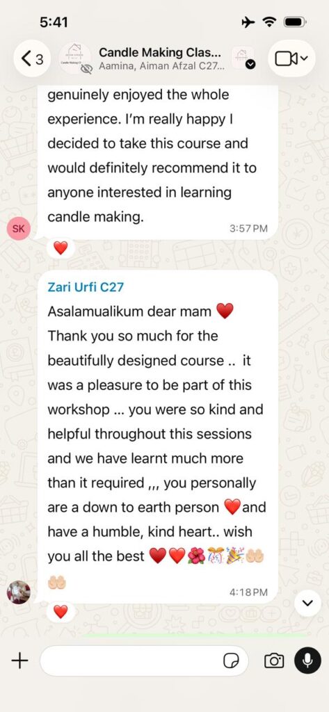 A WhatsApp message from Review 15