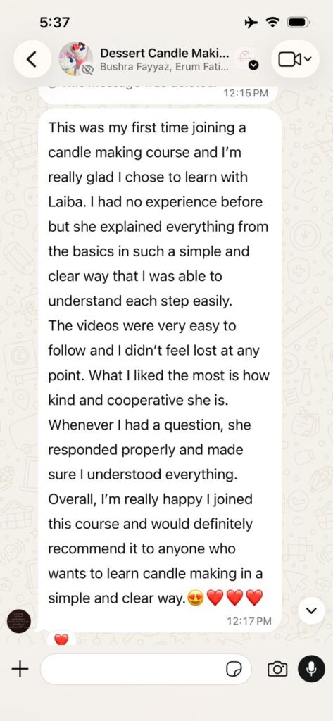 A WhatsApp message from Review 19