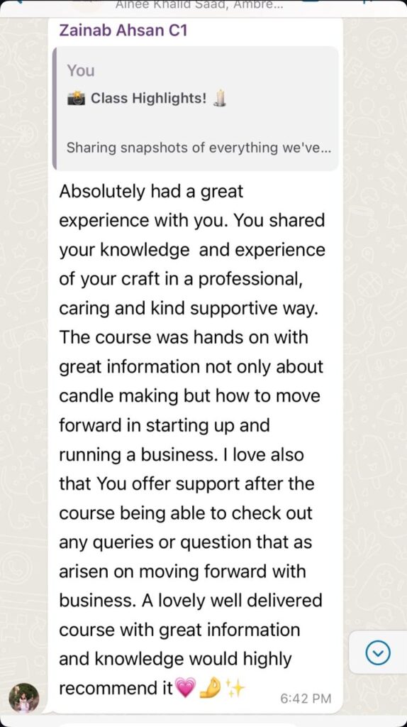 A WhatsApp message from Review 20