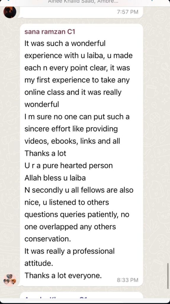 A WhatsApp message from Review 58
