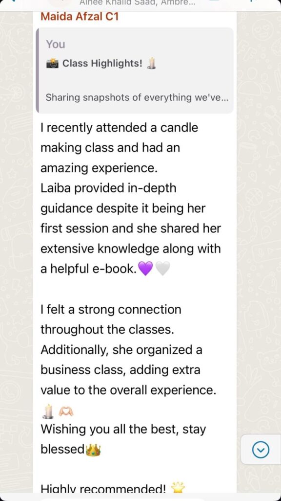 A WhatsApp message from Review 62